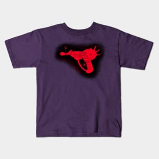 Zombies Red and Black Sketchy Ray Gun on Purple Kids T-Shirt